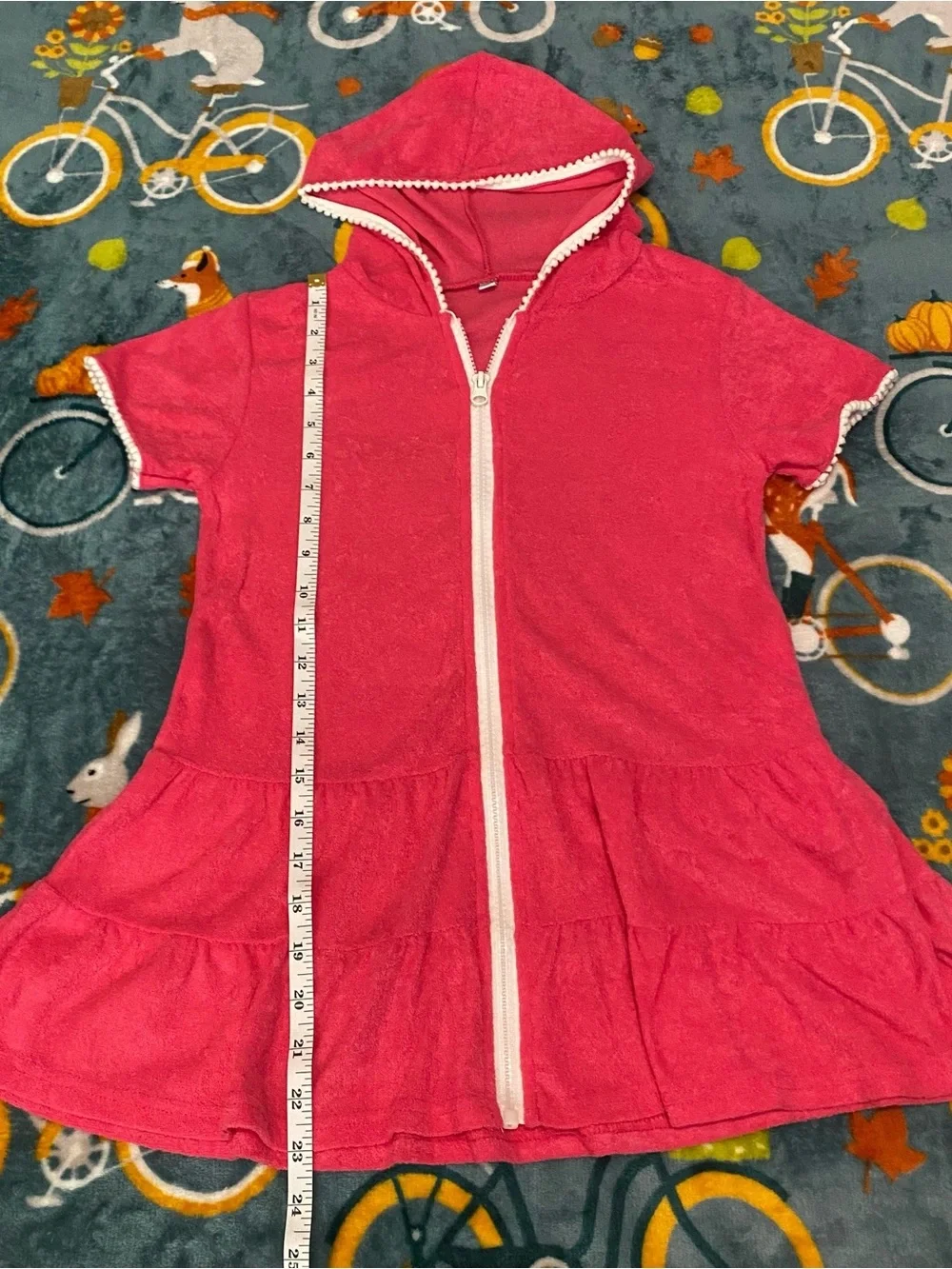 Girls' Hooded Pink Zip-Front Swim Suit Cover-Up